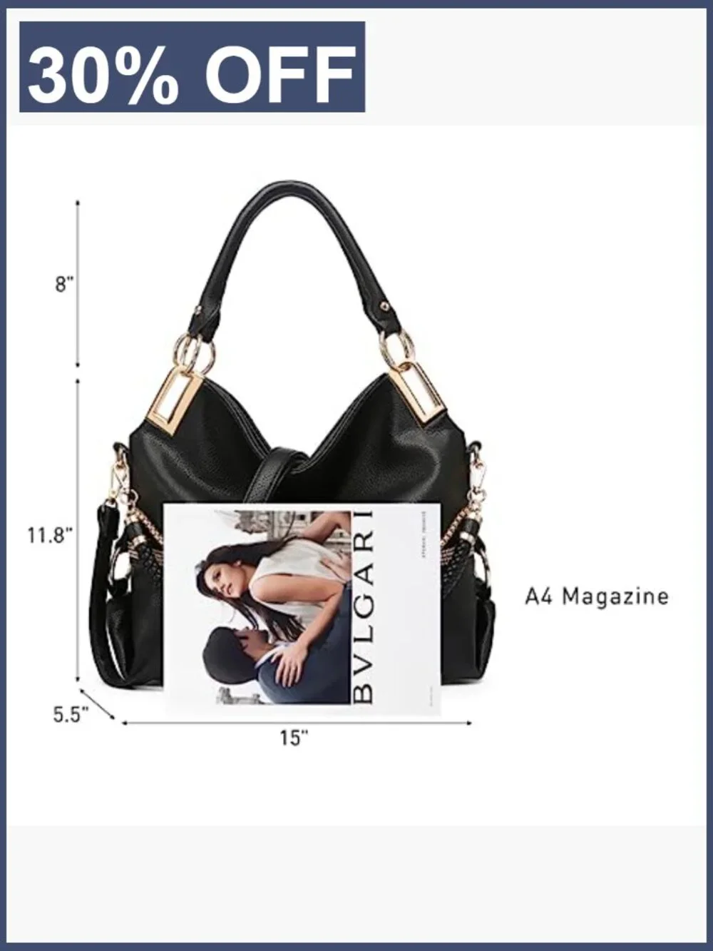 Vegan Leather Hobo Bag Shoulder Purse Rhinestone Tote Handbag Ladies
